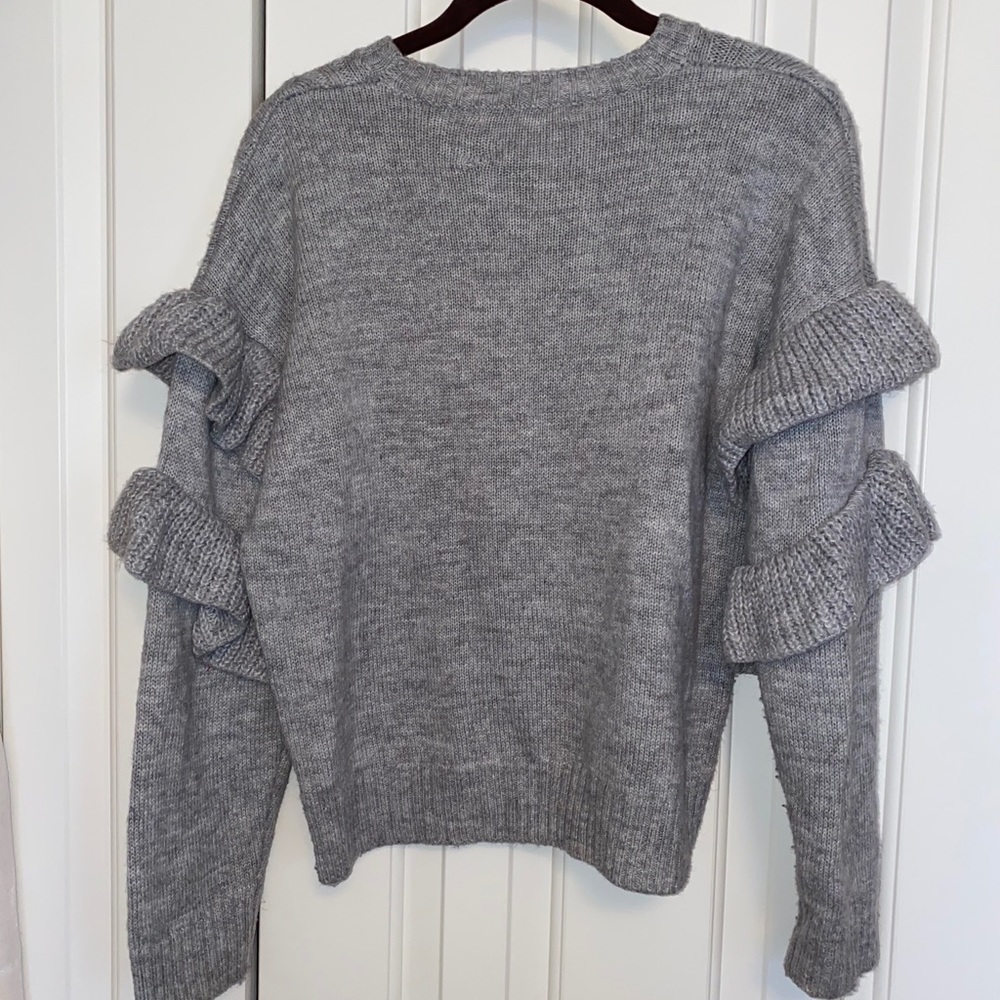Grey Ruffle WAYF Sweater - Picture 3 of 4